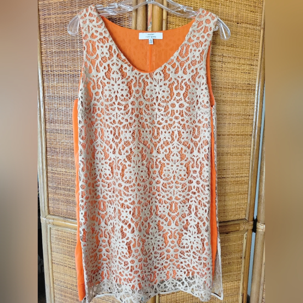 Robert Rodriguez Vibrant Orange Lace Mini Dress